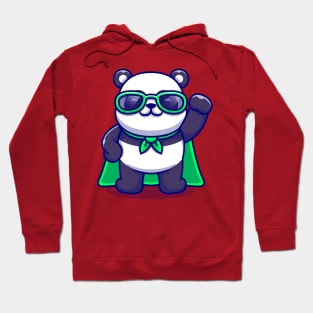 Cute Super Panda Wearing Sunglasses Cartoon Hoodie